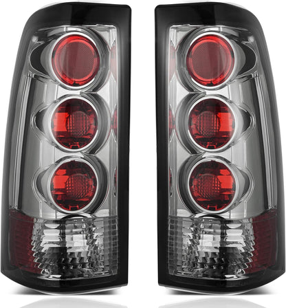 Tail Lights for 1999-2007 Chevy Silverado & GMC Sierra – Clear Lens, Red & Smoke Housing, Pair (Fits Fleetside Models Only) - OMOTOR