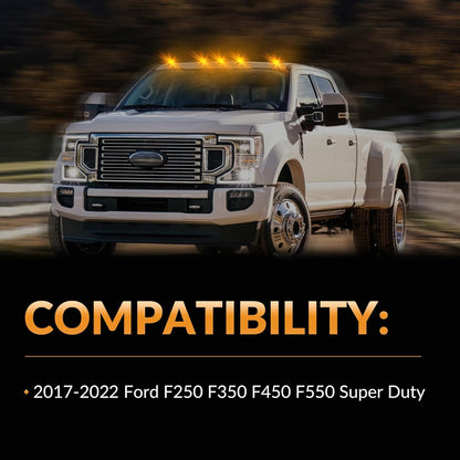 Cab Roof Top Marker Lights Amber Led Running Clearance Lamps for 2017-2022 Ford F250 F350 F450 F550 Super Duty Pickup Trucks, 5PCS (Smoked Black)
