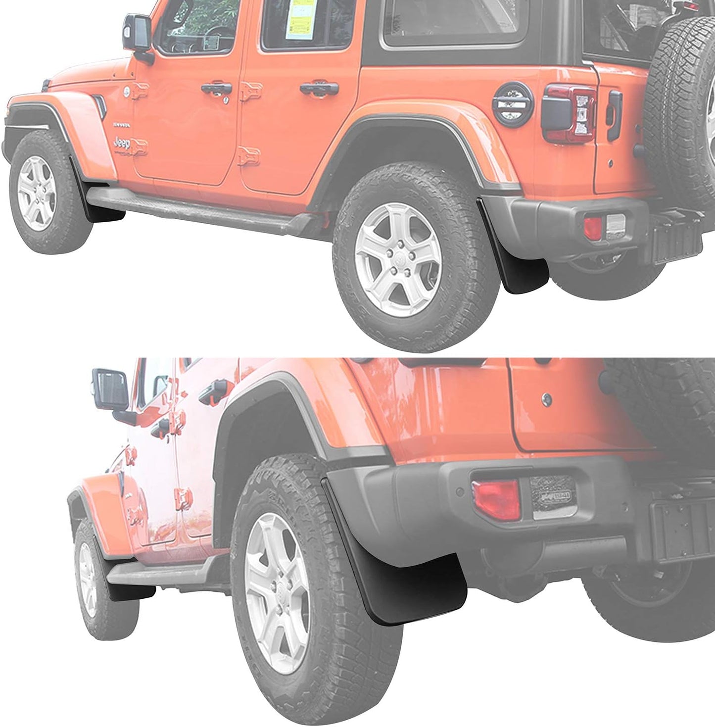 Hooke Road Fender Flares Front & Rear Mud Splash Guards Kit Compatible with 2018-2025 Jeep Wrangler JL Sahara Sport Sports (Exclude Rubicon)