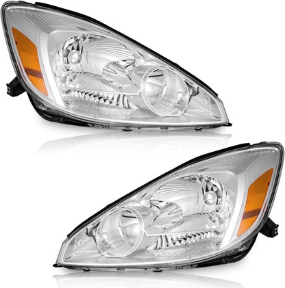 Headlight Assembly for 2004-2005 Toyota Sienna & 2011-2020 Toyota Sienna - Halogen Model, Chrome Housing, Headlamp Replacement - OMOTOR