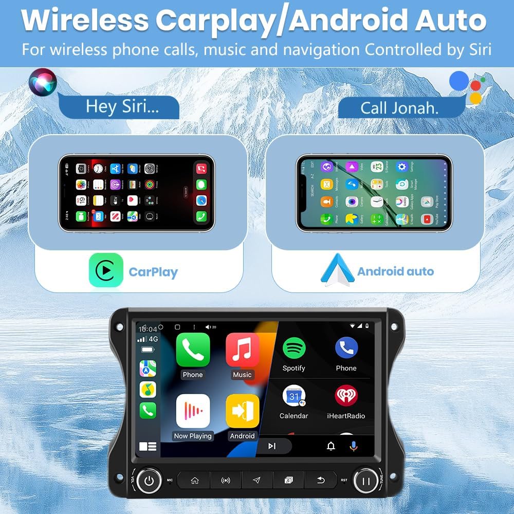 Car Stereo [4GB+64GB] for Jeep Wrangler JL & Gladiator JT 2018-2022, 10 inch Touch Screen Android 13 Radio with Wireless Carplay & Android Auto, GPS/FM/5G WiFi/USB/Bluetooth 5.0/4G LTE
