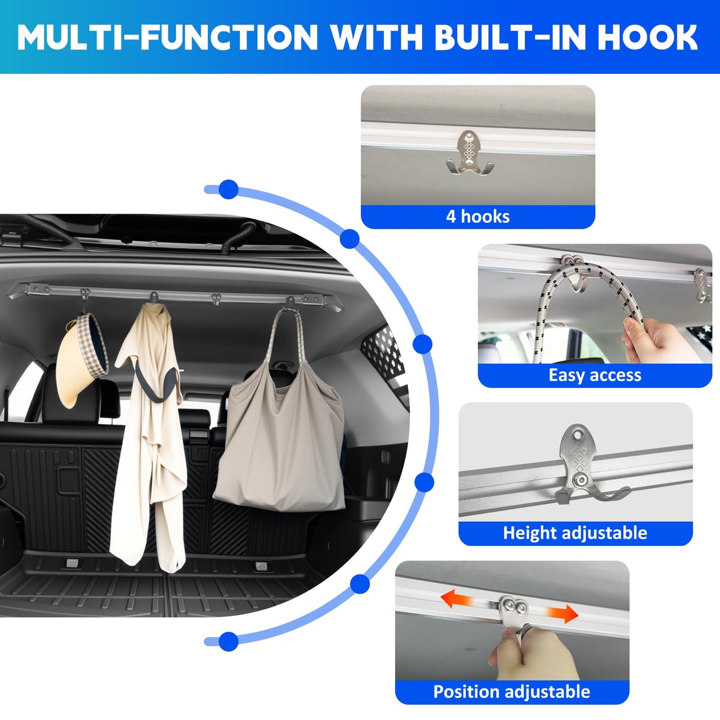 Heavy-Duty Car Clothes Hanging Rod for Toyota 4Runner 2010-2024