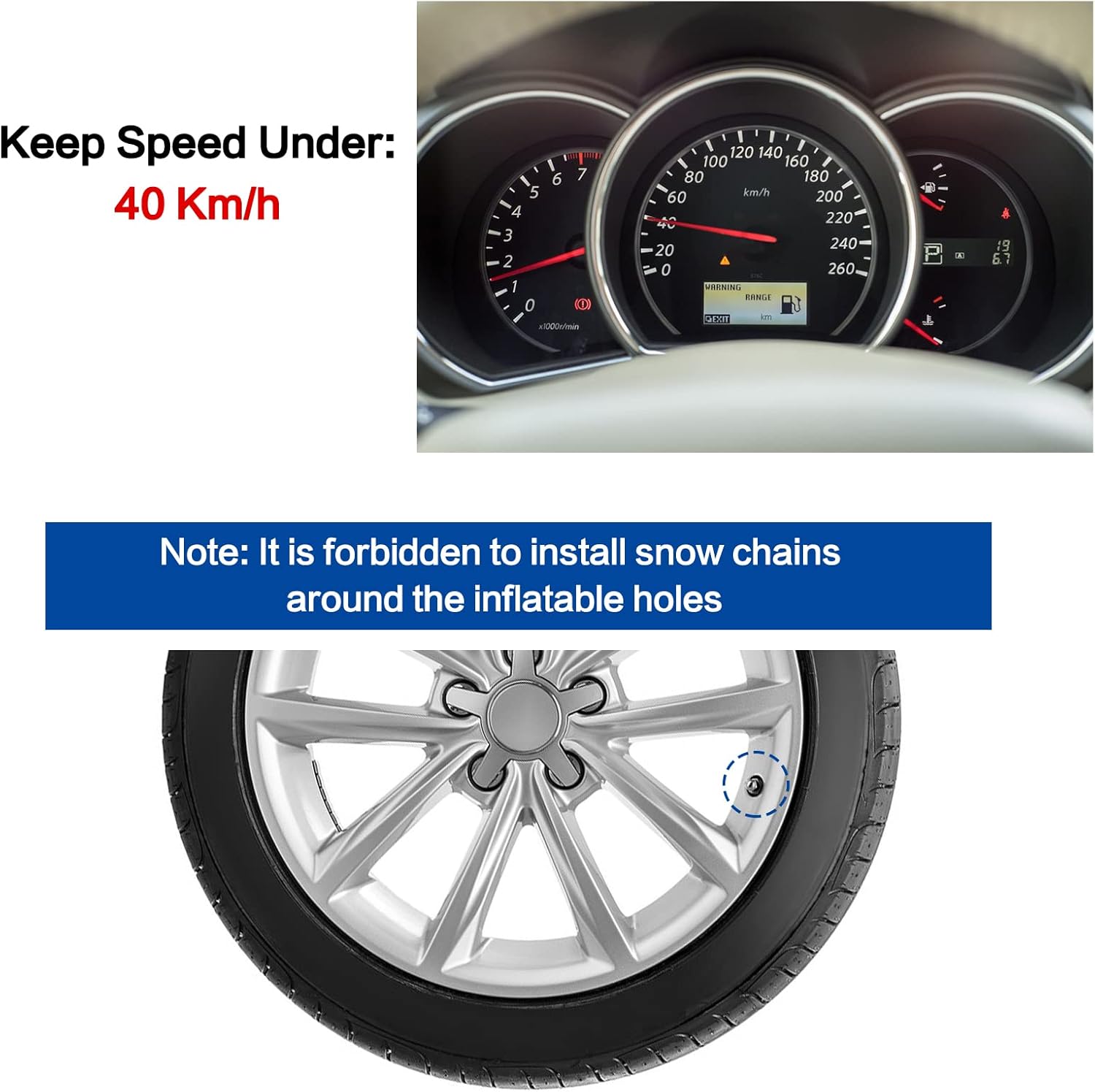Thickened Snow Chains, 6 Pack Tire Chains for Truck SUV in Snow, Ice, Sand and Mud (Tire Width 195-225mm)