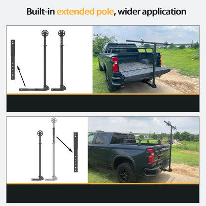 Adjustable Truck Bed Extender Hitch Mount for Trucks & SUV, Kayaks, Ladders, Lumber & Oversized Cargo, Reflective Tape