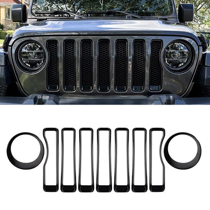 MAXDOM Grille Inserts Headlight Covers Set Fits for Jeep (2018-2023) Wrangler JL JLU (Red, Sport/Sport S)