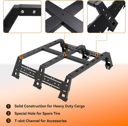 Truck Bed Rack Overland Tent Rack Compatible with 2009-2023 Ford F150 & Raptor - OMOTOR