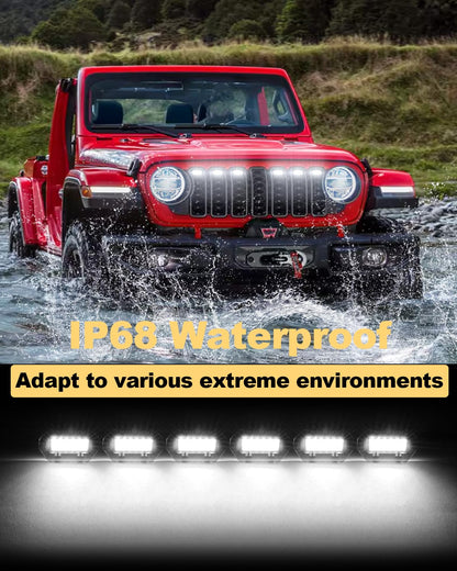 Front Bumper LED Grill Lights for Jeep Wrangler JL Gladiator JT 2024 2025