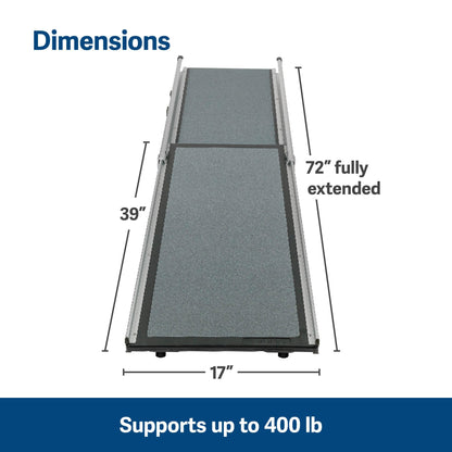 Dog Ramp Extends from 39-71 Inches No Slip High Traction Surface Collapsible and Locking for Easy Storage For Trucks, SUVs, and Cars Weighs Only 13 Pounds - OMOTOR