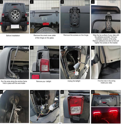 High Mount Brake Light with Turn Signals & Brake Lights, Extra Tail Light For 2018-2023 Wrangler JL Upgrade Roof Tail Lights
