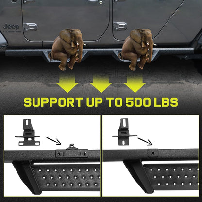BINARY STAR Curve Design Running Boards Compatible with Vehicle 2020-2025 Jeep Gladiator Jt 4 Door, Rock Rails Sliders Drop Down Side Steps Made with Carbon Steel.