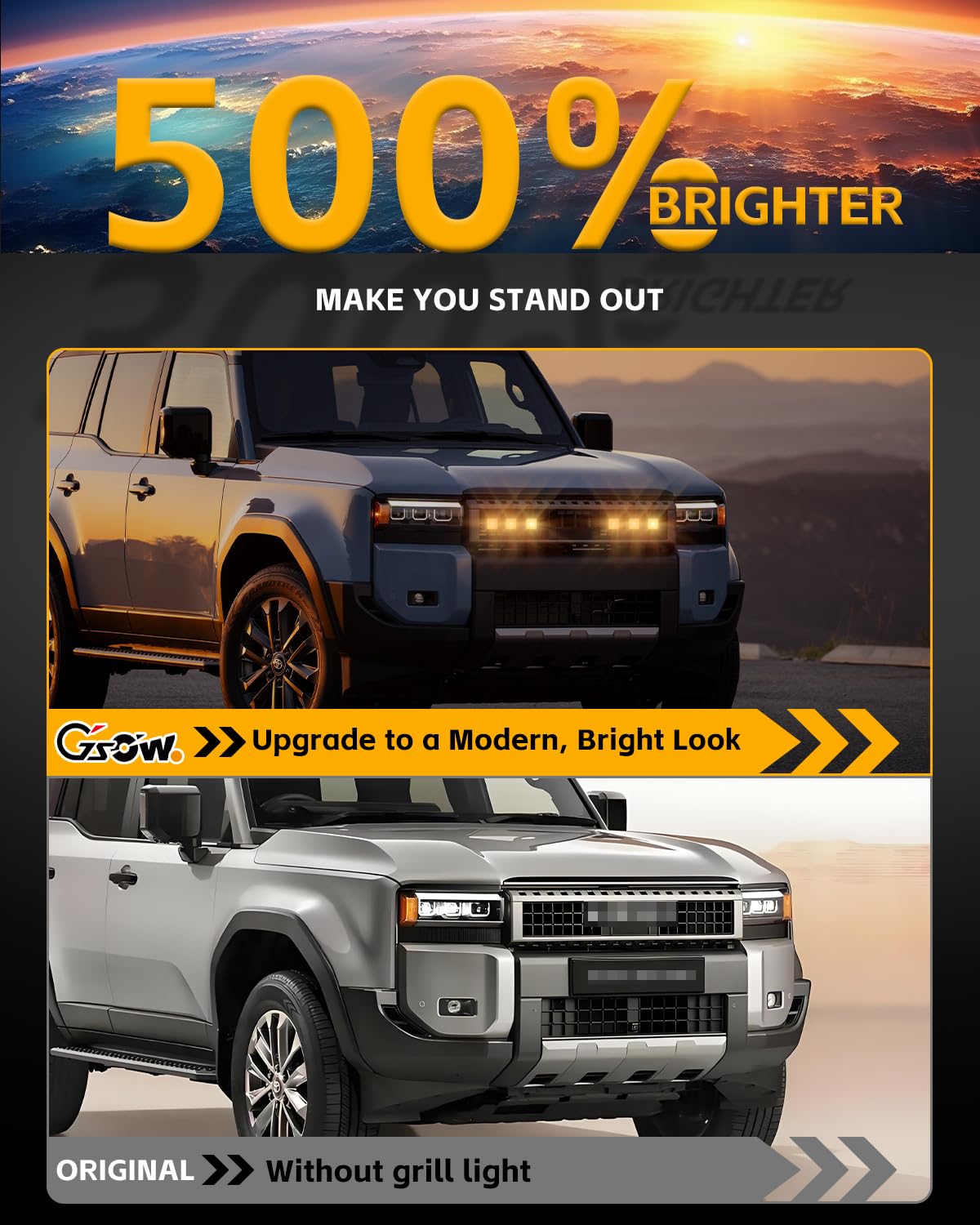 6 Pcs Grill Lights for 2024 2025 Toyota Land Cruiser Prado LC250 J250