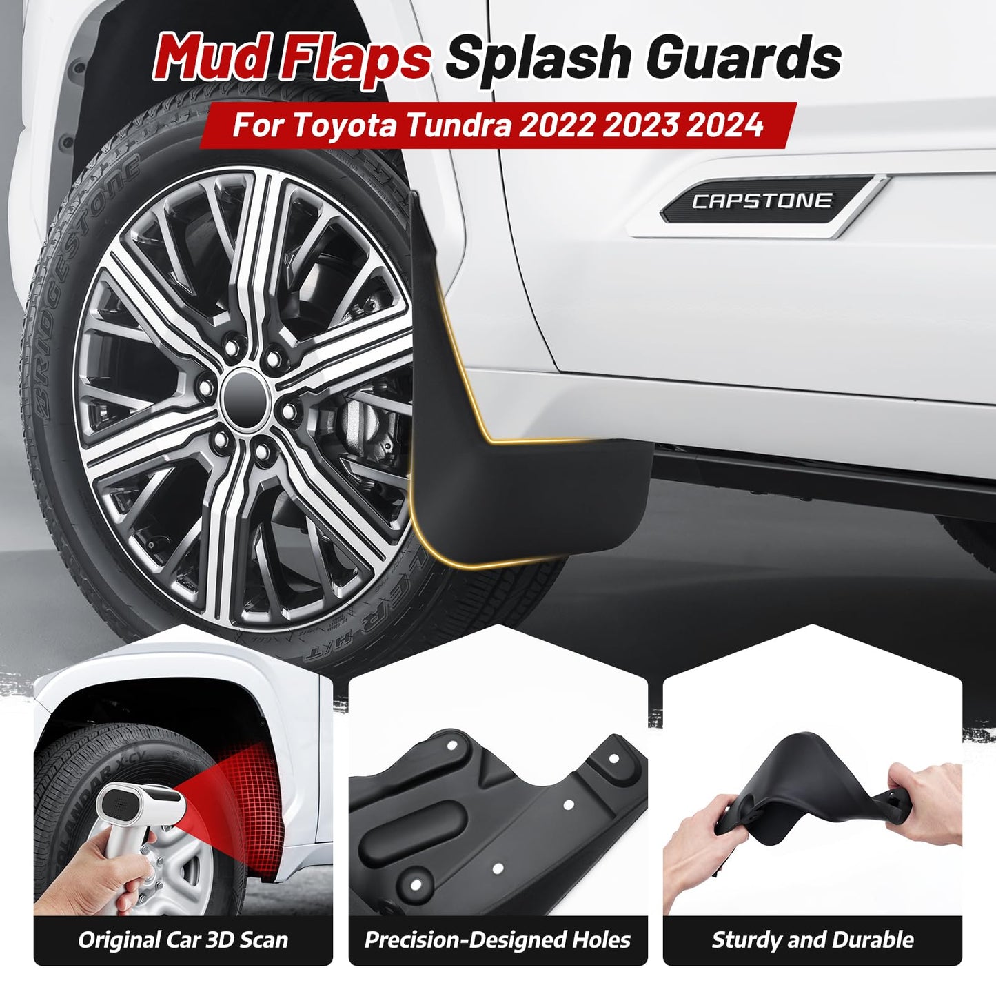 4PCS All-Weather Sunsdrew Mud Flaps for Toyota Tundra 2022-2026 (Not fits SR Models)