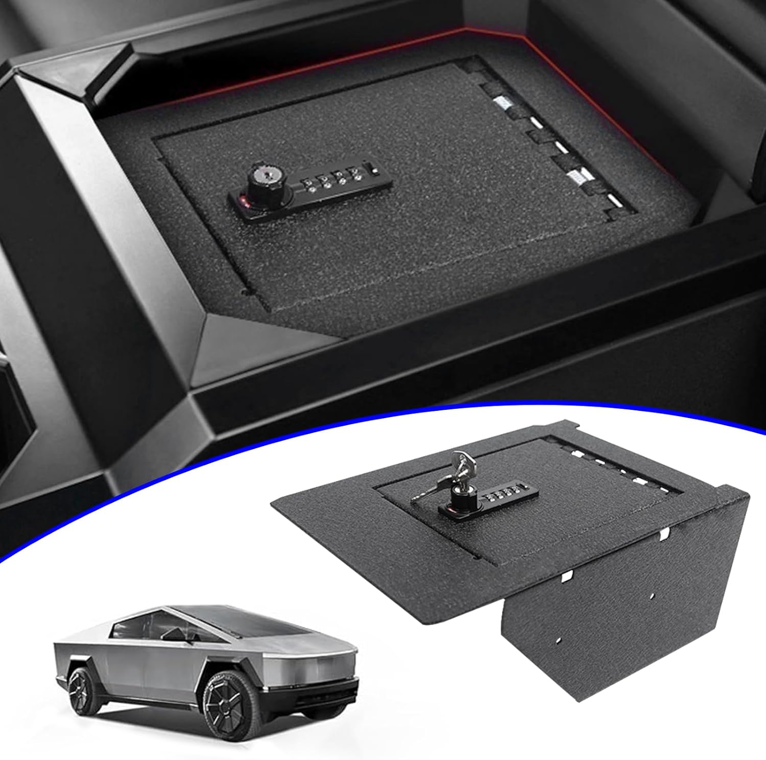 Interior Center Console Safe LockBox For Tesla Cybertruck