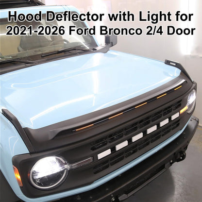Hood Deflector with Amber Light for Ford Bronco 2021-2026