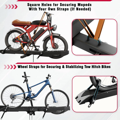Foldable Hitch Bike Rack for 2 Fat Tire E-Bikes