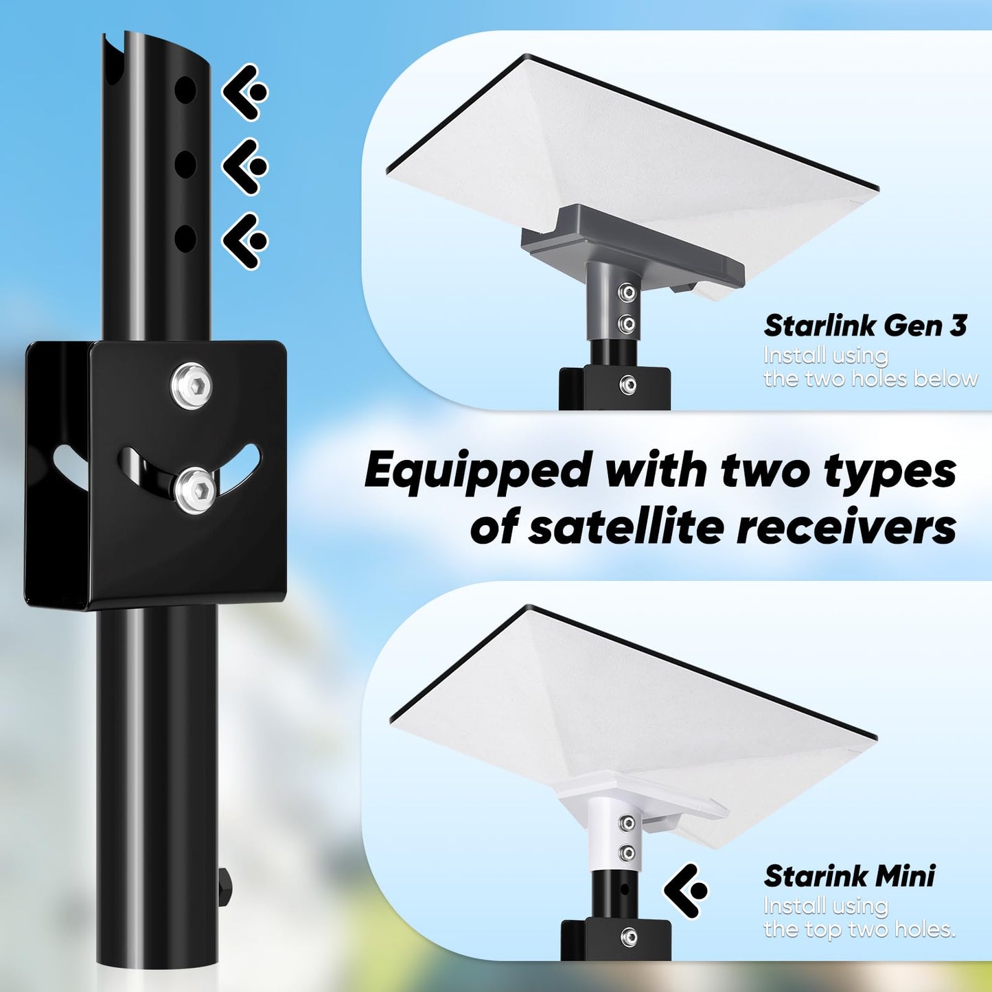 Adjustable Starlink Gen 3 RV Ladder Mount Kit