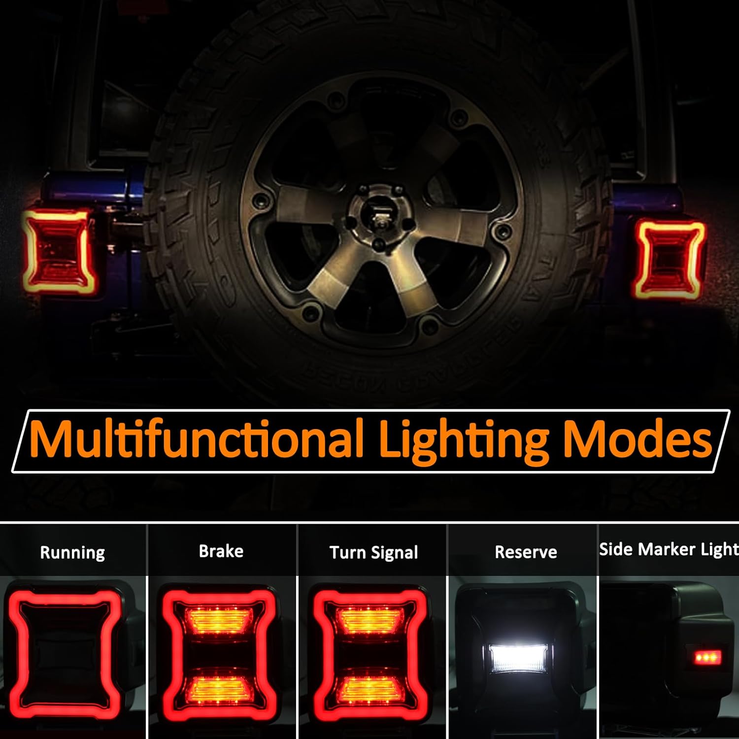 Wrangler JL Tail light, Wrangler JL Tail Light Compatible with Jeep Wrangler JL 2018-2024, Brake Light Reverse Light Turn Signal Lamp Daytime Running Lamps DRL Side Marker Light Assembly