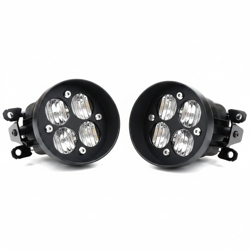 24W High Power LED Wide Angle SAE Flood Beam Fog Light Kit Compatible With Toyota Tacoma Tundra 4Runner