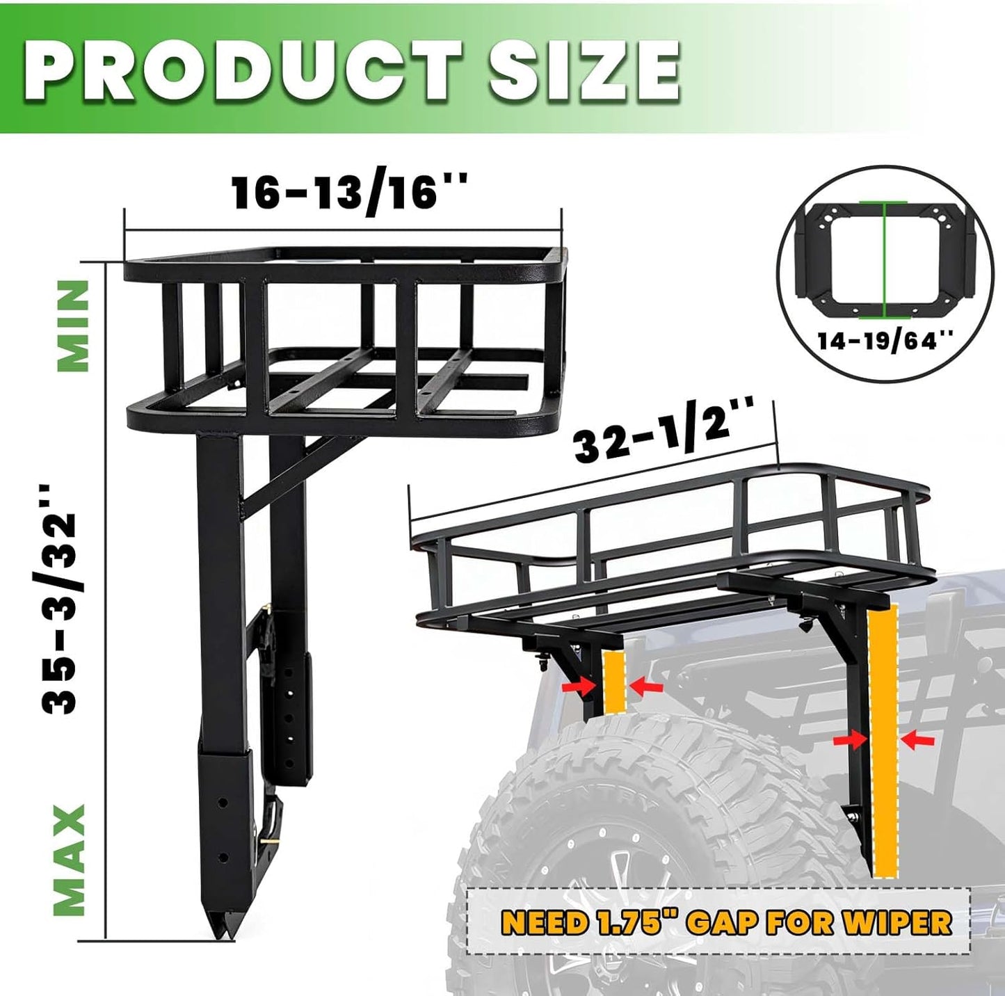 Rear Cargo Basket on OE Tailgate Compatible with 2021 - 2025 Ford Bronco (2/4 Doors, Bolt-On)- Not for Bronco Sport