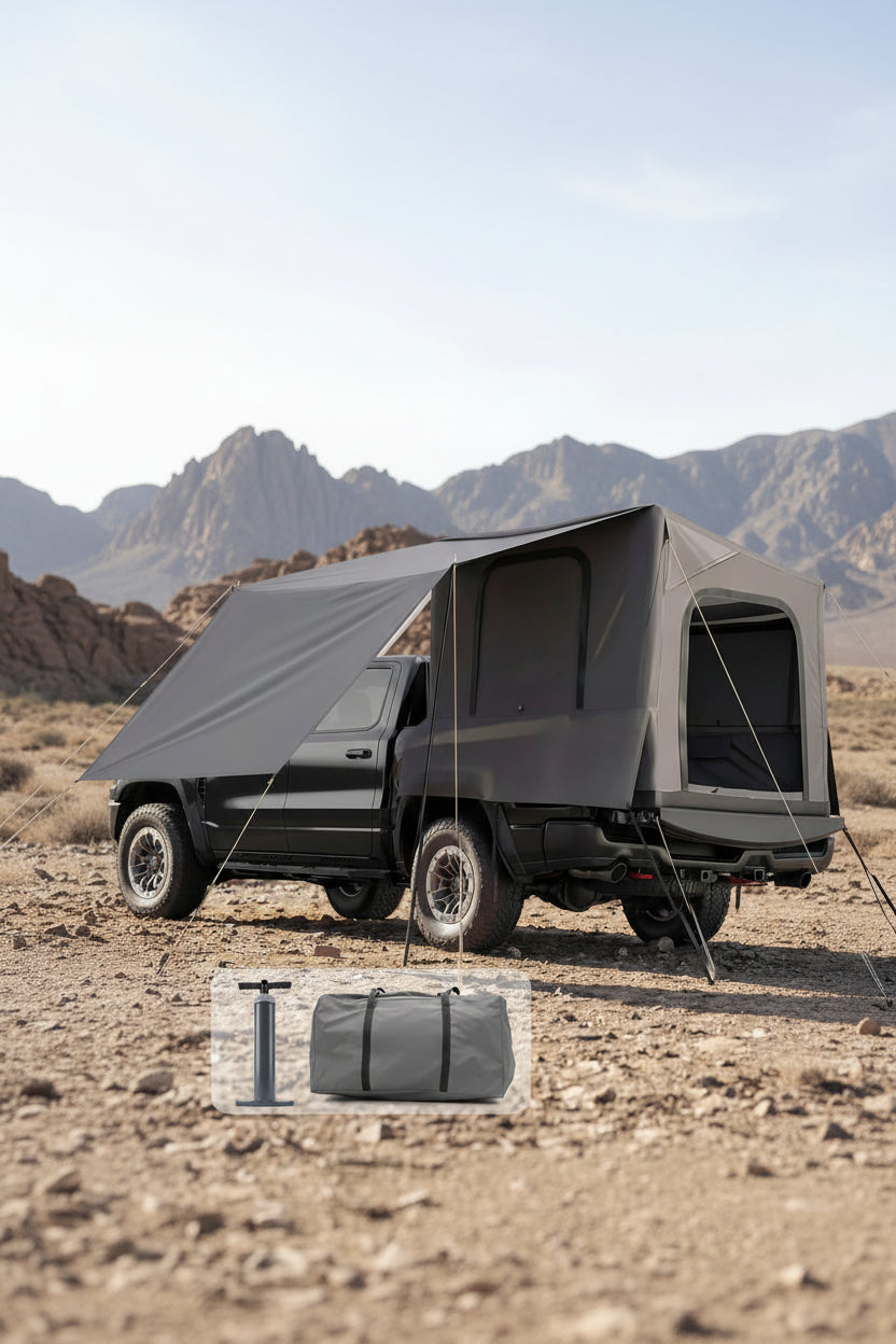 Inflatable Truck Bed Tent with Detachable Zippered Awning, Pickup Truck Tent for 5.5ft-8ft Bed