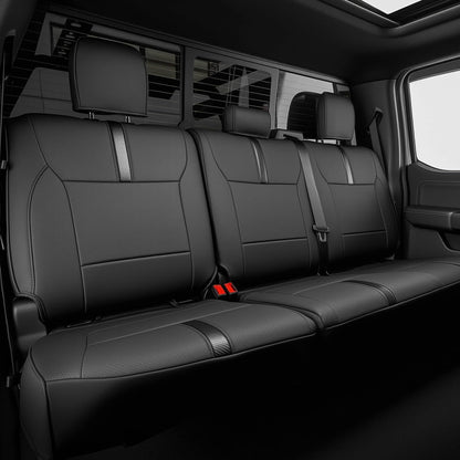 Leather Waterproof Black Seat Covers  for Ford F150 Seat Covers 2015-2026 SuperCrew/CrewCab(XL,XLT)