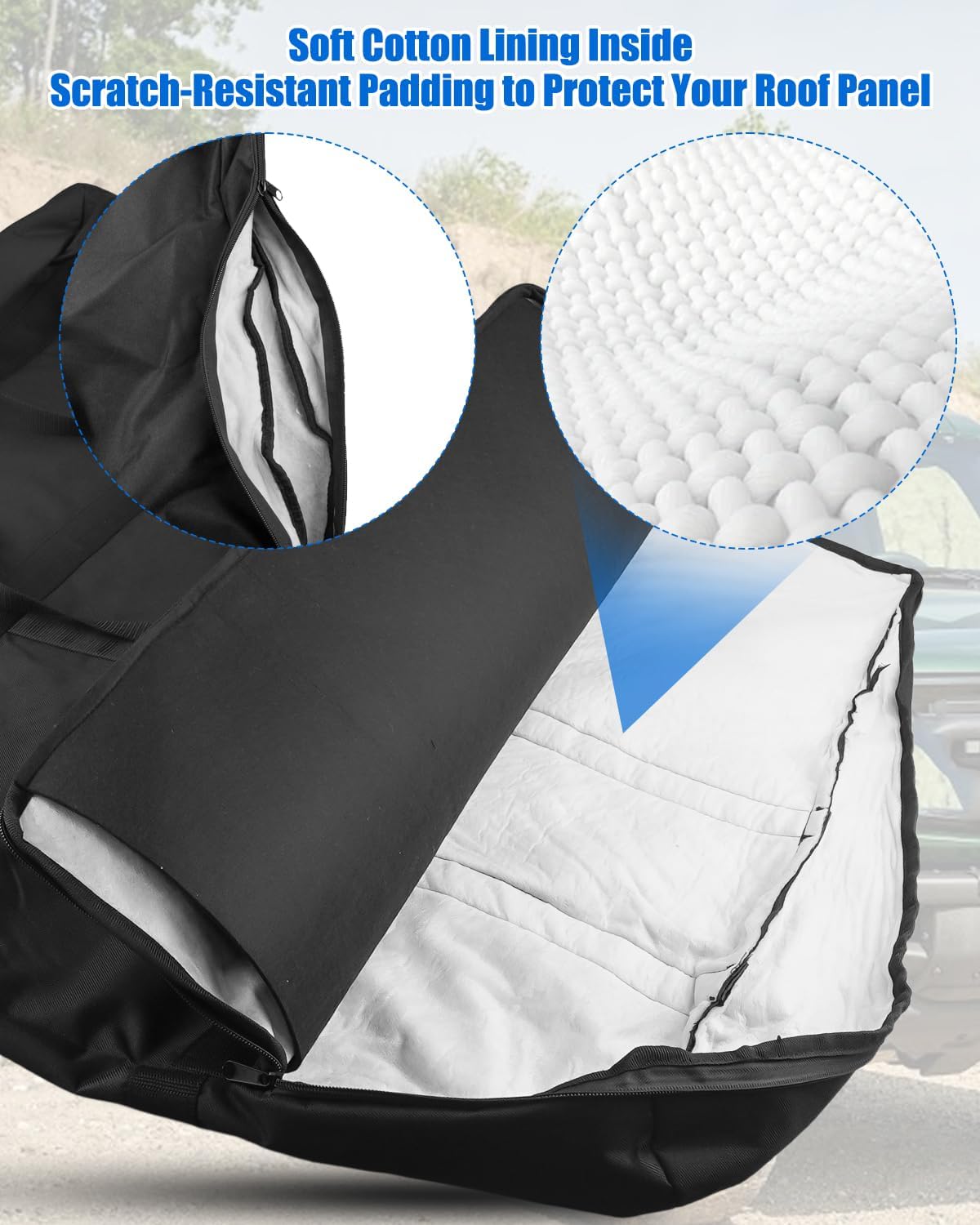 Rear Hard Top Storage Bag Compatible with Ford Bronco 2/4 Door 2021-2023, Off-Roading Accessories Roof Panel Bag