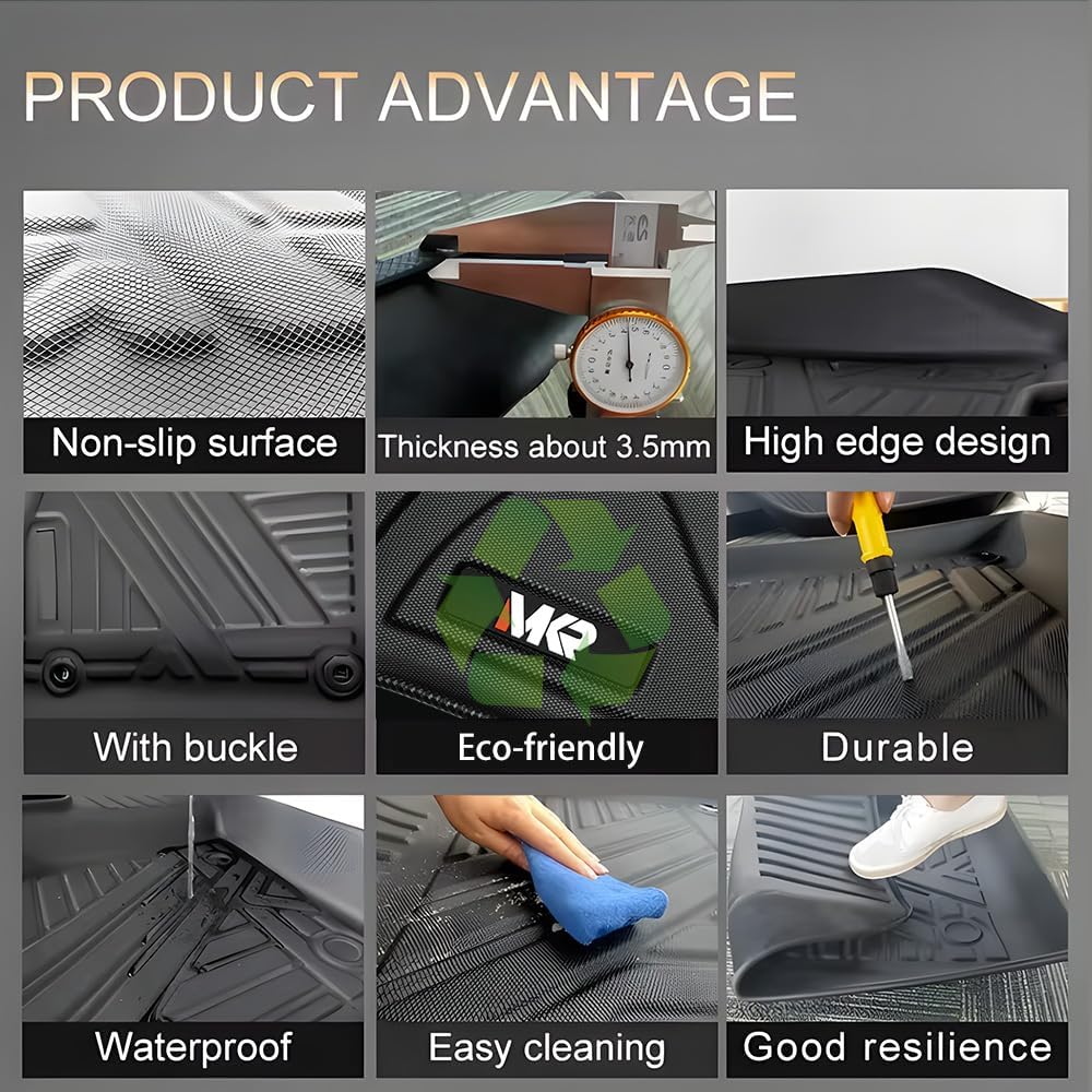 for Ford F150 2015-2025 TPE All Weather Floor Mats Waterproof Floor Liner 1st Floor Mats & 2-in-1 Rear Floor Mat - 3 PCS