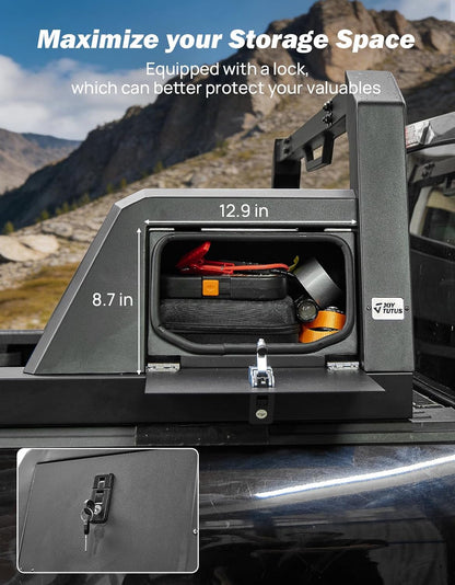 Roll Bar for Full Size Truck with Storage Lock Boxes Compatible with F150, F250, F350, Silverado, Sierra, Ram 1500 2500 3500, Tundra