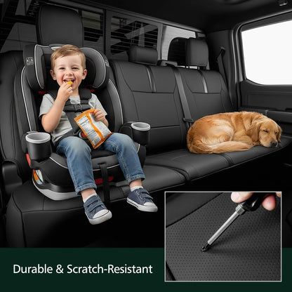 Leather Waterproof Black Seat Covers  for Ford F150 Seat Covers 2015-2026 SuperCrew/CrewCab(XL,XLT)