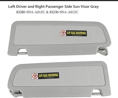 Left Driver and Right Passenger Side Sun Visor Gray Compatible with Honda Civic 2006 2007 2008 2009 2010 2011 Replaces # 83280-SNA-A01ZC 83230-SNA-A01ZC - OMOTOR