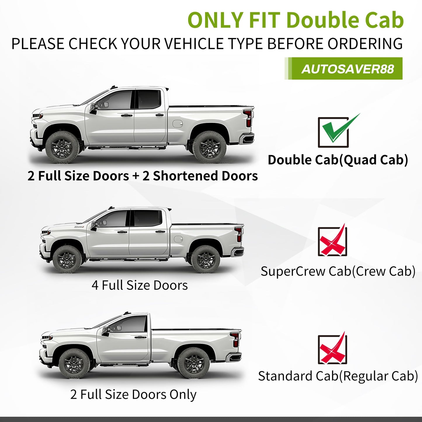 6 inches Running Boards Compatible with 2007-2018 Chevy Silverado/GMC Sierra 1500, 2007-2019 2500HD 3500HD Extended/Double Cab (Incl. 2019 1500 LD/Limited)