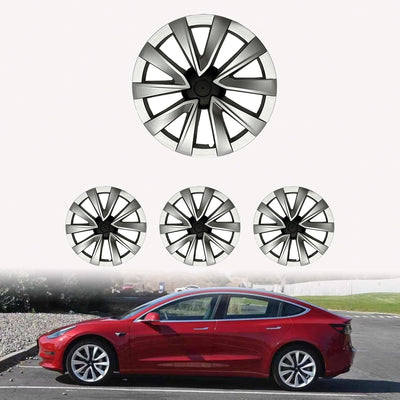 18 Inch-Arachnid Style Matte Silver Wheel Cover Compatible with 2021-2023 Model 3