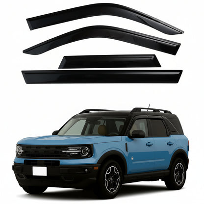 2021-2026 Tape-On Rain Guards for Ford Bronco Side Window Visor Deflectors Sport Big Bend Outer Banks Badlands 2022 2023 2024 2025