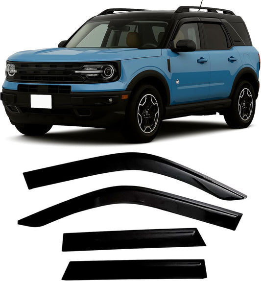 2021-2026 Tape-On Rain Guards for Ford Bronco Side Window Visor Deflectors Sport Big Bend Outer Banks Badlands 2022 2023 2024 2025
