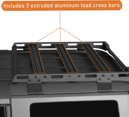 Half Short Roof Rack Rear Cargo Basket Crossbar for 2021 2022 2023 2024 Ford Bronco 4 Door Hardtop (Exclude Bronco Sport) - OMOTOR