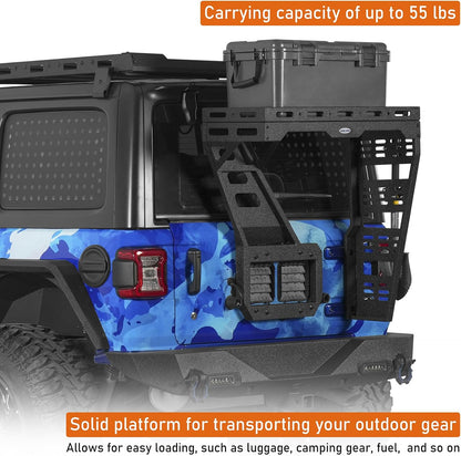 Hooke Road JL Spare Tire Cargo Rack Basket for 2018-2025 Jeep Wrangler JL 2/4 Doors, Rear Cargo Storage Tray for Overlanding Gear