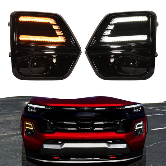 LED DRL Fog Lights with Sequential Turn Signal For Chevrolet Colorado — OMOTOR
