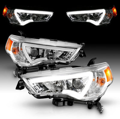 LED Tube Square Projector Headlights Assembly Set For Toyota 4Runner 2014-2023