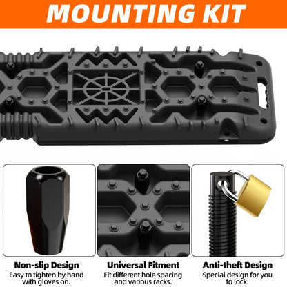 2PCS Traction Boards with Build-in Jack Base & Mounting Kit for Overlanding