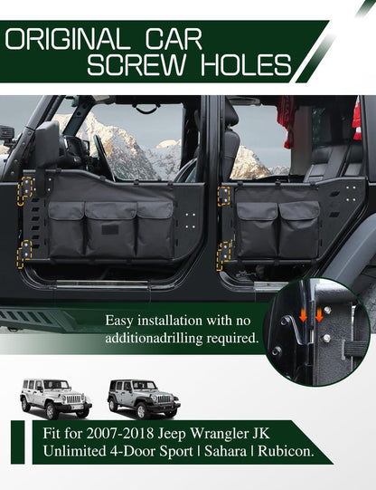 Wrangler JK Tube Half Doors Off Road Tubular Summer Doors Fit for 2007-2018 Jeep Wrangler JK Unlimited 4-Door (exclude JL & JT&2Door Models)| Front & Rear Doors 4PCS |Door storage bag