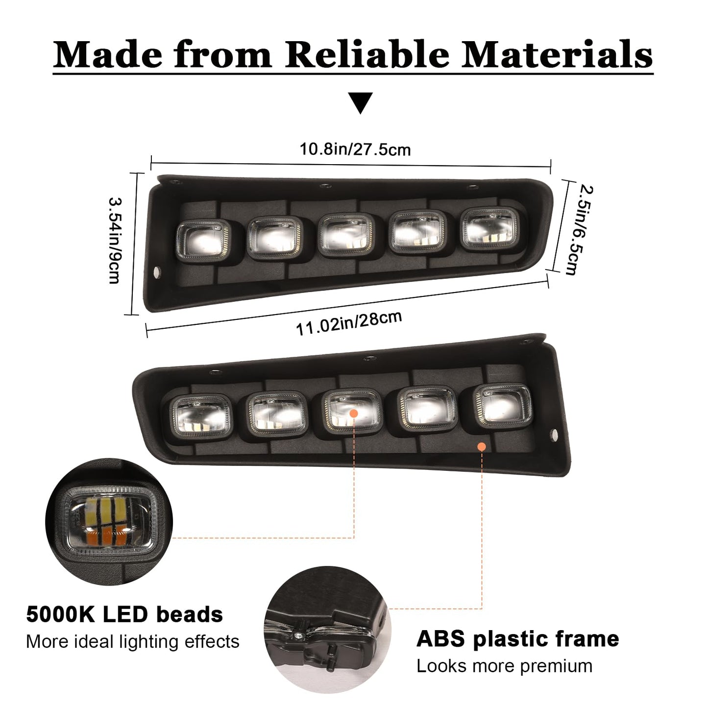 Fog Lights Modular Bumper for Ford Bronco 2021-2026 (with 5 LEDs)