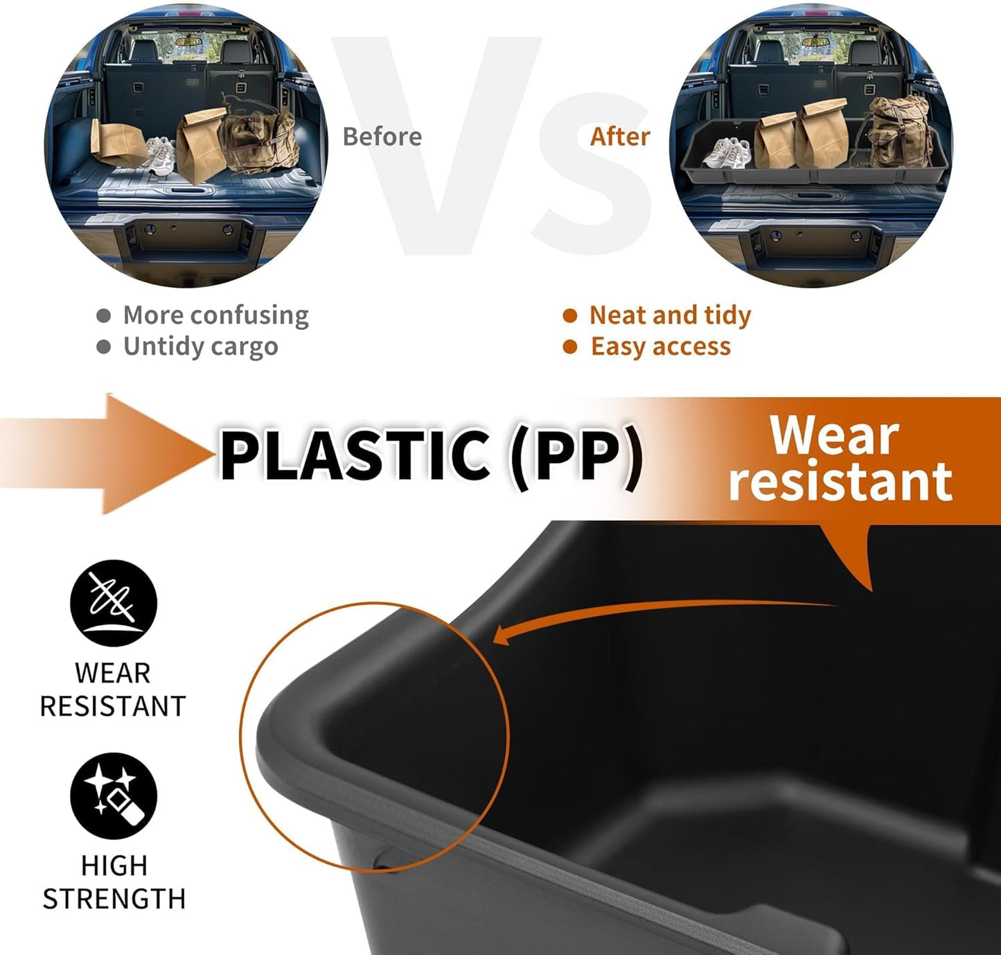 KUAFU Full Size Truck Bed Storage Box Compatible with Ford Chevrolet GMC Dodge Ram Toyota Nissan Universal 55 Inch - 69 inch Wide Adjustable Beds Secure Cargo Organizer Protect Groceries