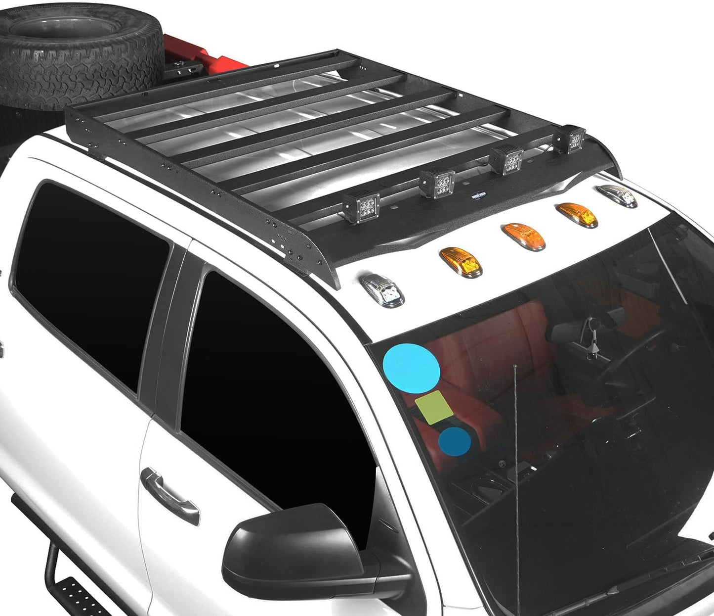 Roof Rack Steel Crossbars Cargo Carrier Basket with LED Lights for 2014-2021 Toyota Tundra Crewmax Pickup Truck