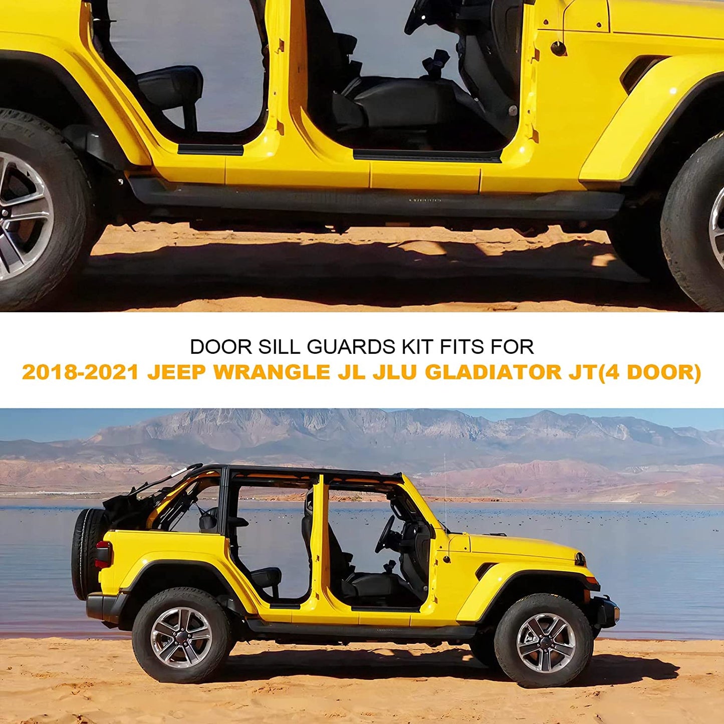 Door Sill Guards Kit with Logo 1941, Door Sill Guards Edge for 2018-2021 Jeep Wrangler JL JLU Gladiator JT 4-Door Accessories Parts Door Sill Protector Replacement, 4pcs/Set