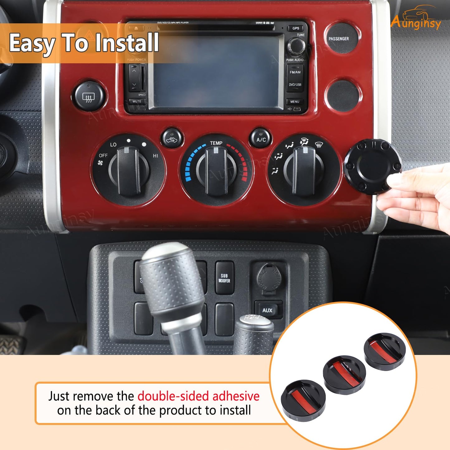 Center Console Air Conditioner Switch Button Knob Trim Cover Compatible with Toyota FJ Cruiser 2007-2021