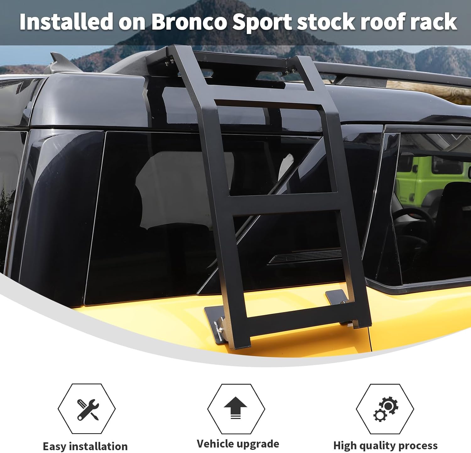 Linskip Alloy Side Ladder Compatible with 2021-2024 2025 Ford Bronco Sport, Side Window Roof Step Ladder for Bronco Sport Exterior Accessories(Passenger Side)