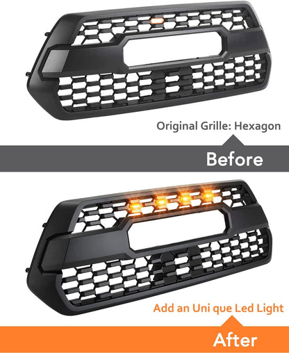 OXILAM LED Grille Lights 4 PCS with Fuse Adaptor for Tacoma TRD PRO 2016-2023 OEM Front Grille, Amber Shell with Amber Light, (Amber Yellow)
