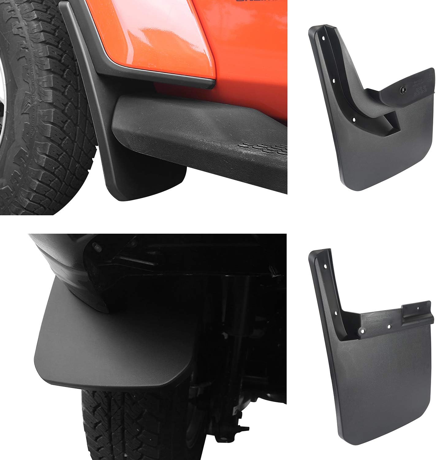 Hooke Road Fender Flares Front & Rear Mud Splash Guards Kit Compatible with 2018-2025 Jeep Wrangler JL Sahara Sport Sports (Exclude Rubicon)