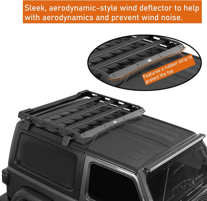 Hooke Road JL 2 Doors Roof Rack Cross Bar Aluminum Cargo Basket Carrier for 2018-2025 Jeep Wrangler JL 2-Door Hard Top (No Drill)- Easily Remove Front Top Panels