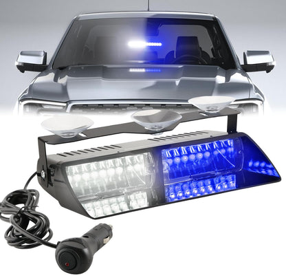 LED Dash Police Emergency Strobe Light Bar, 16 LEDs, 19 Flash Patterns, Magnetic Windshield Warning Light for Bus, RV, Car, Truck, Tractor - OMOTOR